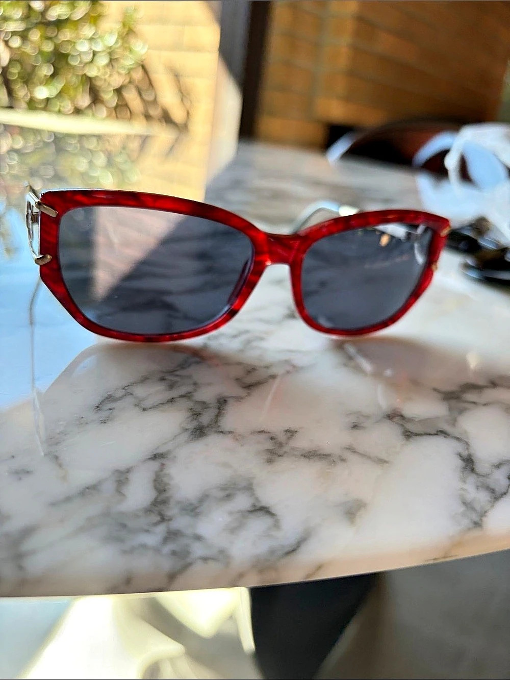 Yves Saint Laurent Vintage 6030 Logo Hinge Sunglasses Red & Gold